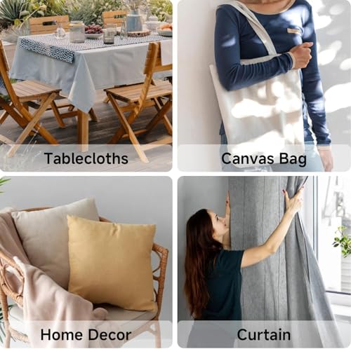 Image of 100% Cotton Duck Fabric by The Yard - Heavy Duty Canvas Cloth for Upholstery, Curtains, Bags, Crafts & Home Decor Size 62 inch- Available in Yellow, White, Natural & Blue (Blue, 1 Metre)