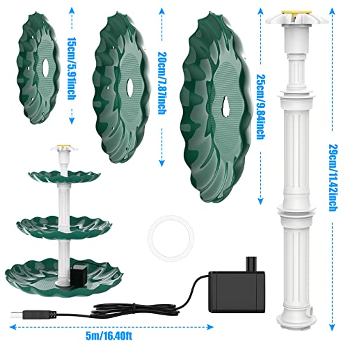 Aisitin Usb Bird Bath 3 Tiered Water Fountain Pump, Diy Pond Pump Fountain, 24-Hour Working For Outdoor Bird Bath, Garden Decoration, Balcony #TOP6