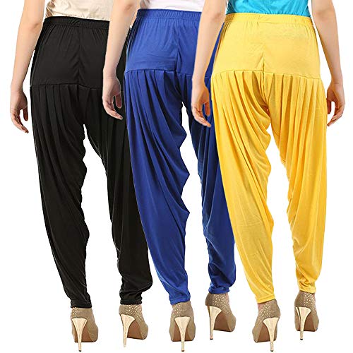 Image of Buy That Trendz Combo Offer (Pack of 3) Cotton Viscose Lycra Dhoti Patiyala Salwar Harem Bottoms Pants for Womens (White, Maroon, Black)