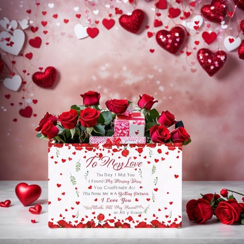 Image of Cute Large Valentine's Day Gift Basket Empty Heart Decor Storage Bin for Kid Baby Room Decor (Rose Petals Love)