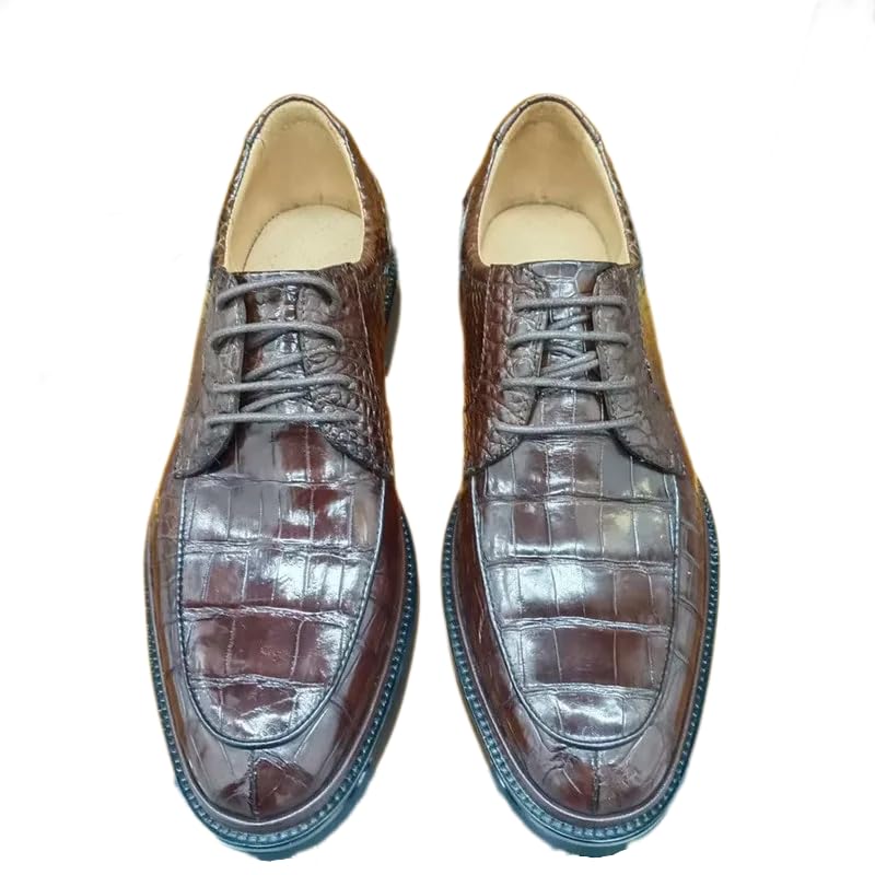 Authentic Crocodile Skin Classic Designer Businessmen Brown Dress Shoes Genuine Real Alligator Leather Male Lace-up Oxfords