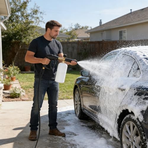 HOMINSPO Car Foam Cannon Pressure Washer with 5 Nozzle Tips Snow Foam Lance Jet Wash 1/4 Inch Quick Connector Car Wash Blaster for Pressure Power Washer Machine 1 Liter Capacity - 1
