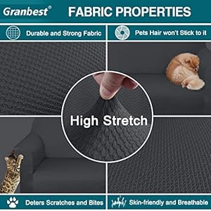Granbest Thick Loveseat Sofa Covers for 2 Cushion Couch Stylish Pattern Couch Covers for Sofa Stretch Jacquard Sofa Slipcover for Living Room Dog Pet Furniture Protector Medium Gray