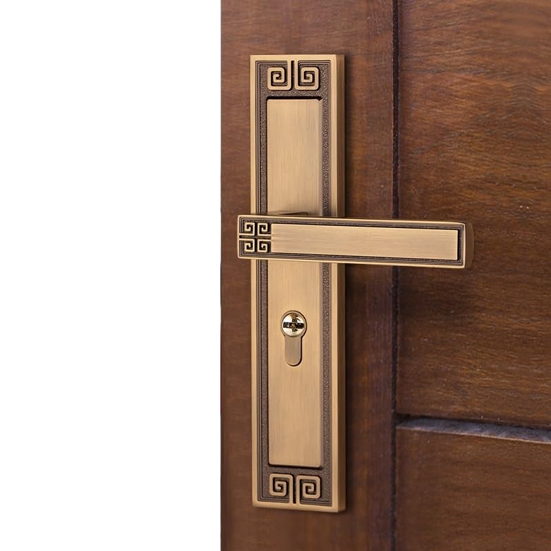 Serrure de porte en bois de style chinois antique en zinc jaune