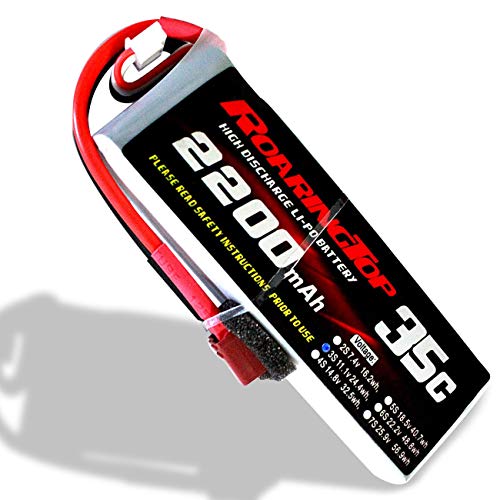 RoaringTop LiPo Battery Pack 35C 2200mAh 3S 11.1V with T-Plug for RC Car Boat Truck Heli Airplane