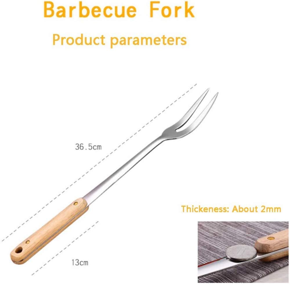 Fourchette à Viande avec poignée en Bois, Fourchette à découper Professionnelle, Fourchette à rôtir en Acier Inoxydable, 2 pièces