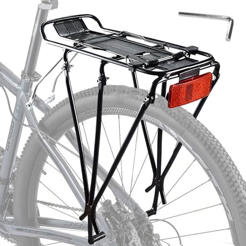 LBING Bicycle Rear Pannier Rack, Adjustable Pannier Rack, Mountain Bike for 24-28 Inches, Aluminium Alloy, 40 kg Load Capacity, for MTB, Road Bike
