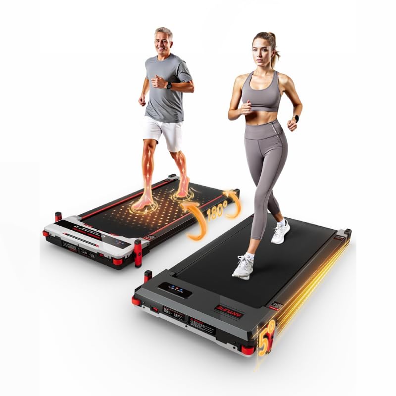 AUXOM Esteira Ergométrica Elétrica 2 em 1 - Dupla Face Massagem/corrida, 2.5HP 110V, Inclinação 5°, 120kg Compacta com Controle Remoto Display LED para Condicionamento Físico Casa