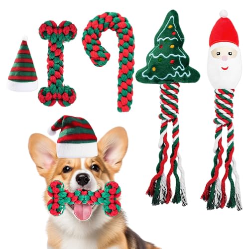 Axlyca 4 Piezas Juguete Perro Navidad y Gorro Navideño, Algodón Durable Juguetes Chirriantes para Perros, Juguetes Masticables para Perros Pequeños Medianos Grandes, Regalo Perro Navidad Axlyca 4 Piezas Juguete Perro Navidad y Gorro Navideño, Algodón Durable Juguetes Chirriantes para Perros, Juguetes Masticables para Perros Pequeños Medianos Grandes, Regalo Perro Navidad