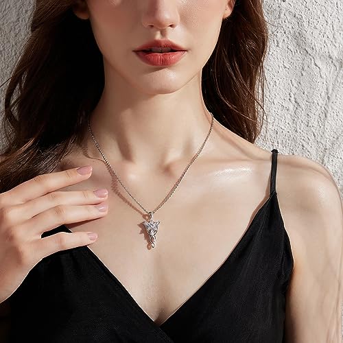 jiamiaoi 18K White Gold Plated 925 Sterling Silver Cross Necklace for Women, Rose Cross Necklace Infinity Faith Gifts for Women3