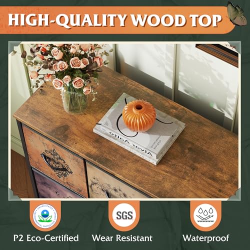 Image of WLIVE Dresser for Bedroom with 8 Drawers, Wide Fabric Dresser for Storage and Organization, Bedroom Dressers, Chest of Drawers for Living Room, Closet, Hallway, Pattern