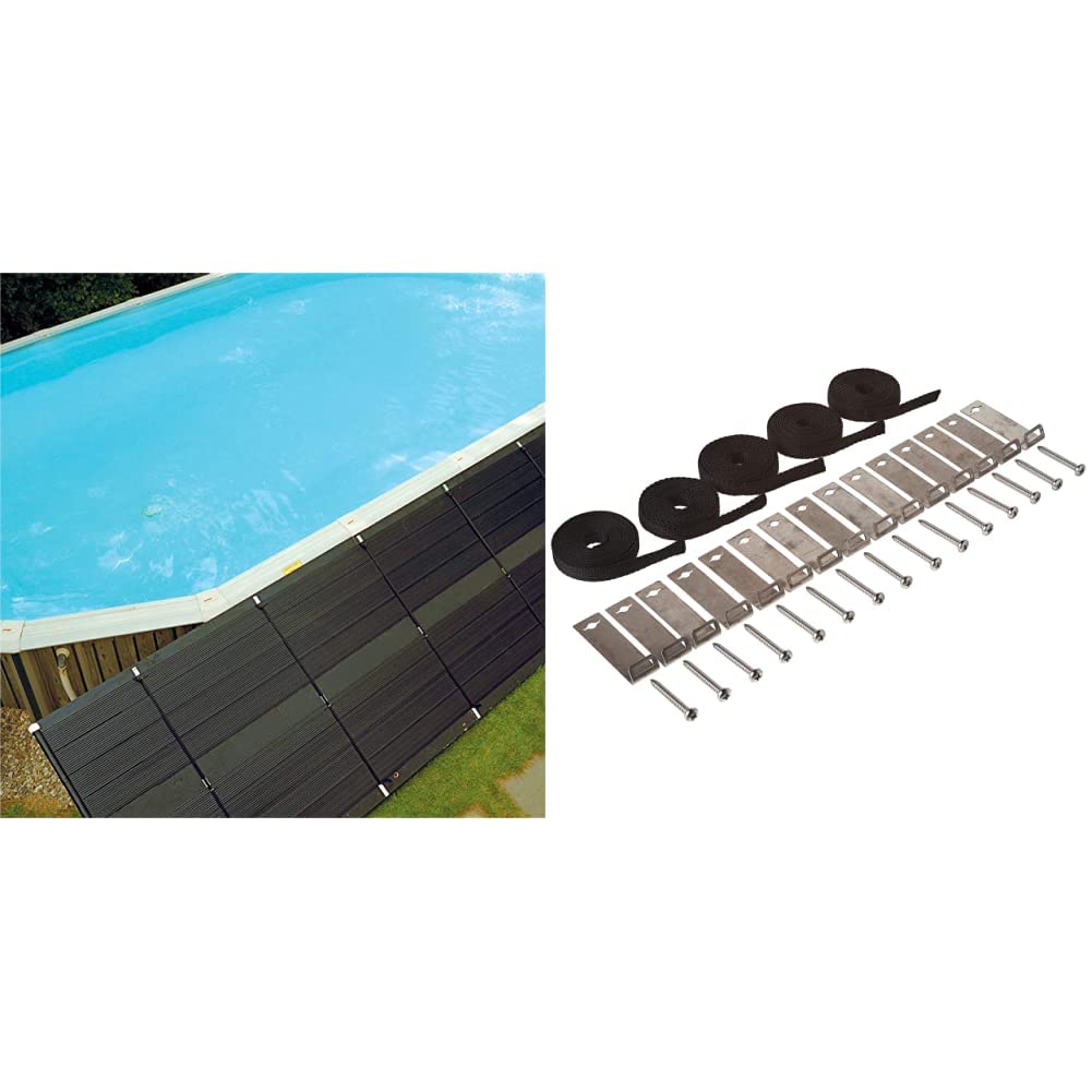 SunHeaterPool Heating System Two 2’ x 20’ Panels, Black & Smartpool SK43 Roof/Rack Mounting Replacement Kit for SunHeater Pools,Black
