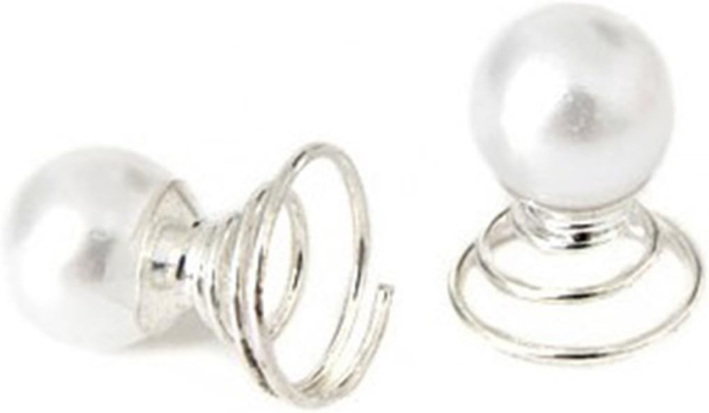 Rose-Summer 6/12x Bridal Wedding Prom Crystal Pearl Flower Hair Coils Swirl Spiral Twist Pin (pearl)