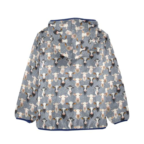 Cute Cow Boys Fleece Coat,Children's Zip-Up Hoodie Jacket,Baby Warm Fashion Outerwear 3-10T,A1133132