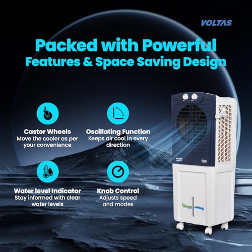 Image of Voltas Frost Air 60 Room Air Cooler for Home, with Swing Control (60 Litre Tank Capacity, Water Level Indicator, Honeycomb Cooling Media, White)
