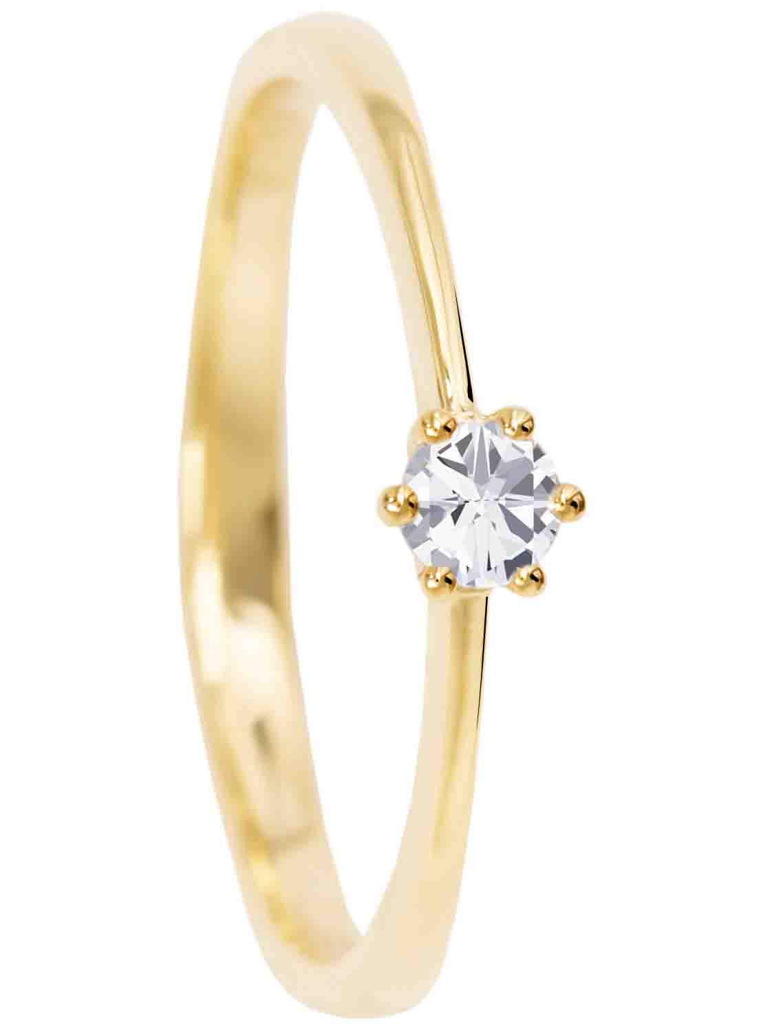 My Gold Damen Verlobungsring Zirkonia Gold 585 Echtes Weißgold (14 Karat) Heiratsantrag Antrag Damenring Goldring Golden Love