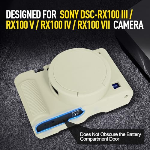 Image of Easy Hood Case for Sony DSC-RX100 IV V VI VII DSLR Camera, Silicone Camera Case Lightweight Soft Carrying Cover with Removable Lens Cover (Beige)