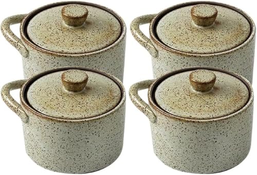 GEBYUI 北欧風デザイン 陶器製蒸し碗 蓋付きちゃわんむし器 茶碗蒸し・スープ・デザート兼用 旅館和食器・飲食店業務用に適す おしゃれうつわ