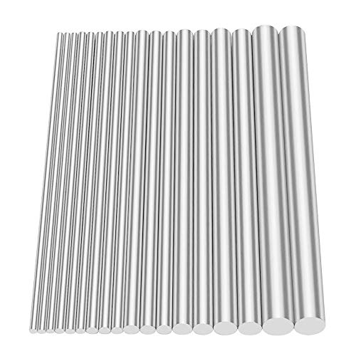 Glarks Barra de torno redonda de aluminio, 18 unidades, variada para herramientas de manualidades, diámetro de 2,5 a 8 mm, longitud de 100 mm