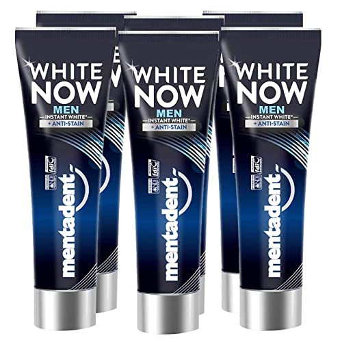 6x Mentadent White Now Men Dentifricio Sbiancante