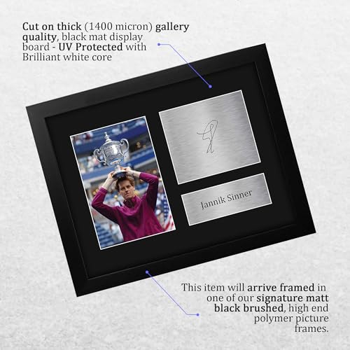 HWC Trading Jannik Sinner Gifts Printed Signed Autograph Picture for Tennis Memorabilia Fans - US Letter Framed - Thumbnail 3