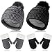 2 Cappelli Invernali Caldi per Bambini Berretto Foderato in Pile Berretto per Bebè da Bambino con 2 Paia di Guanti Invernali Spessi Guanti Termici per Ragazzi (Grigio Scuro e Nero, Piccolo)