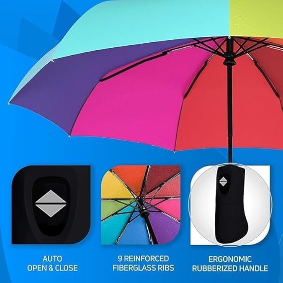 Image of TEKCOOL Umbrella, UV Big Size Umbrella for Sun Protection Rain Windproof Strong Large 3 Fold for Men Women Kids Boys Girls Perfect & Stylish Windproof & Compact?
