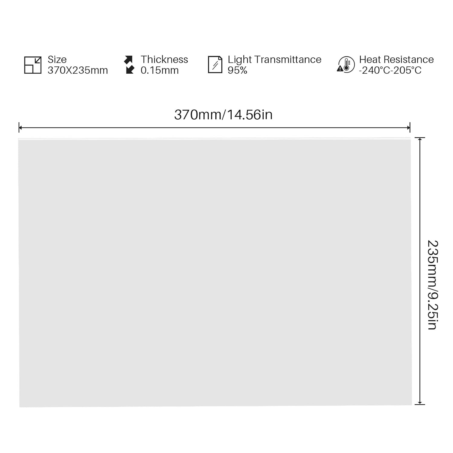 ELEGOO PFA Release Liner Film, PFA Release Liner for Jupiter SE Resin 3D Printer, 95% Light Transmittance, 370 * 235mm, 0.15mm Thickness