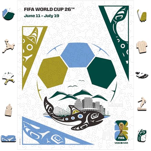 Image of FIFA World Cup 2026 City Puzzle Vancouver Poster Wooden Jigsaw Puzzle for Adults, Official Licensed Soccer Sports Puzzles, 200 Pieces Home Decor Gift for Fans, 9.3x11.8''