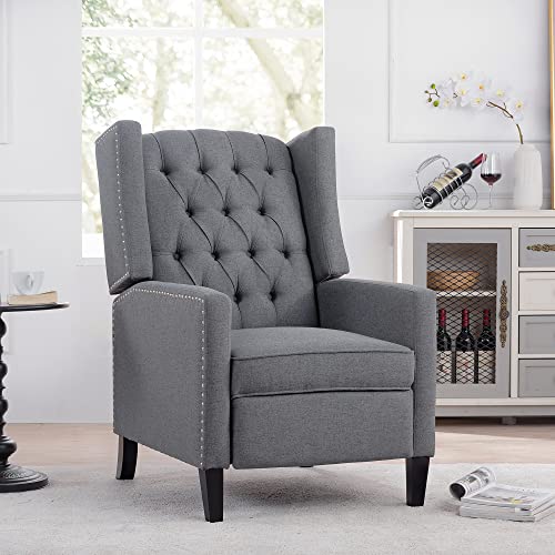 Sillón reclinable tapizado gris con respaldo ajustable miniatura 1