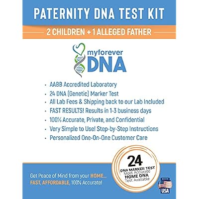My Forever DNA Home Paternity DNA Collection Kit - 2 Children + 1 Alleged Father | 24 DNA Markers | Certified U.S. Lab | All Fees & Return Shipping Included