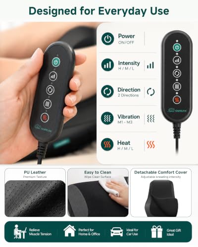 Image of Snailax 4D Shiatsu Back Massager with Heat, Deep Tissue Neck Massager