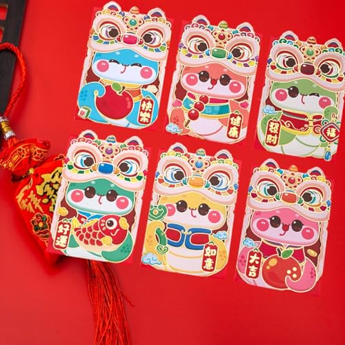 shamjina 6x 2025 Ano da Envelopes Vermelhos Chineses Envelope de Dinheiro da Sorte Desenho Animado D