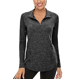 Akiooue Womens Long Sleeve UPF 50+ Running Tops 1/4 Zip Gym Sports Workout Cycling Golf Shirts