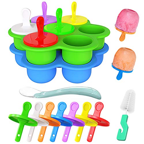 Ozera 2 Pack Silicone Popsicle Molds, Mini 7-cavity Ice Pop Molds, Food Grade