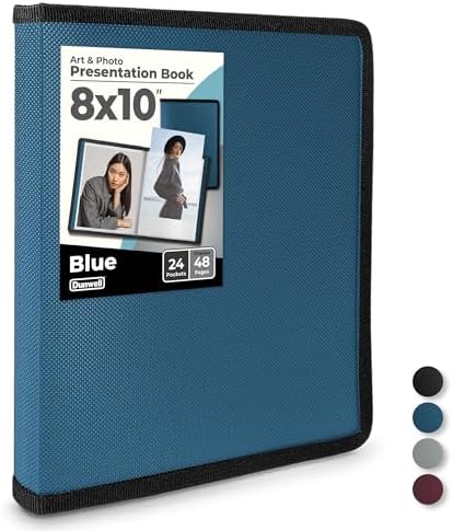 Album Fotografico Dunwell 20x25 Cm Blu | 24 Buste Trasparenti Per 48 Pagine | Libro Portfolio Senza Acidi