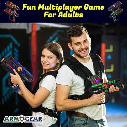 4 Rechargeable Laser Tag Guns with Vests for Kids, Teens, and Adults - Long Range Indoor/Outdoor Set for Ages 8+
