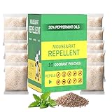 Mouse Repellent Pouches Squirrel Repellent 10Pack with Peppermint Oil: Natural Rodent Repellent Indoor to Get Rid of Rats, Mice, Squirrels - Rat Repellents for House, Car, and Outdoor