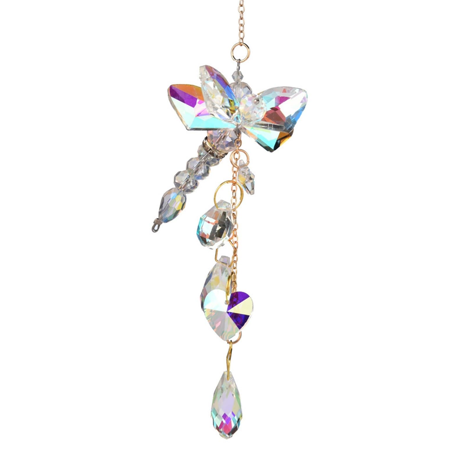 Ppqiru Style02 2Pcs Garden Decoration Window Hanging Hand-Woven Butterfly Dragonfly Crystal Sun Catcher Wind Chime Pendant For Decoration(Style02)