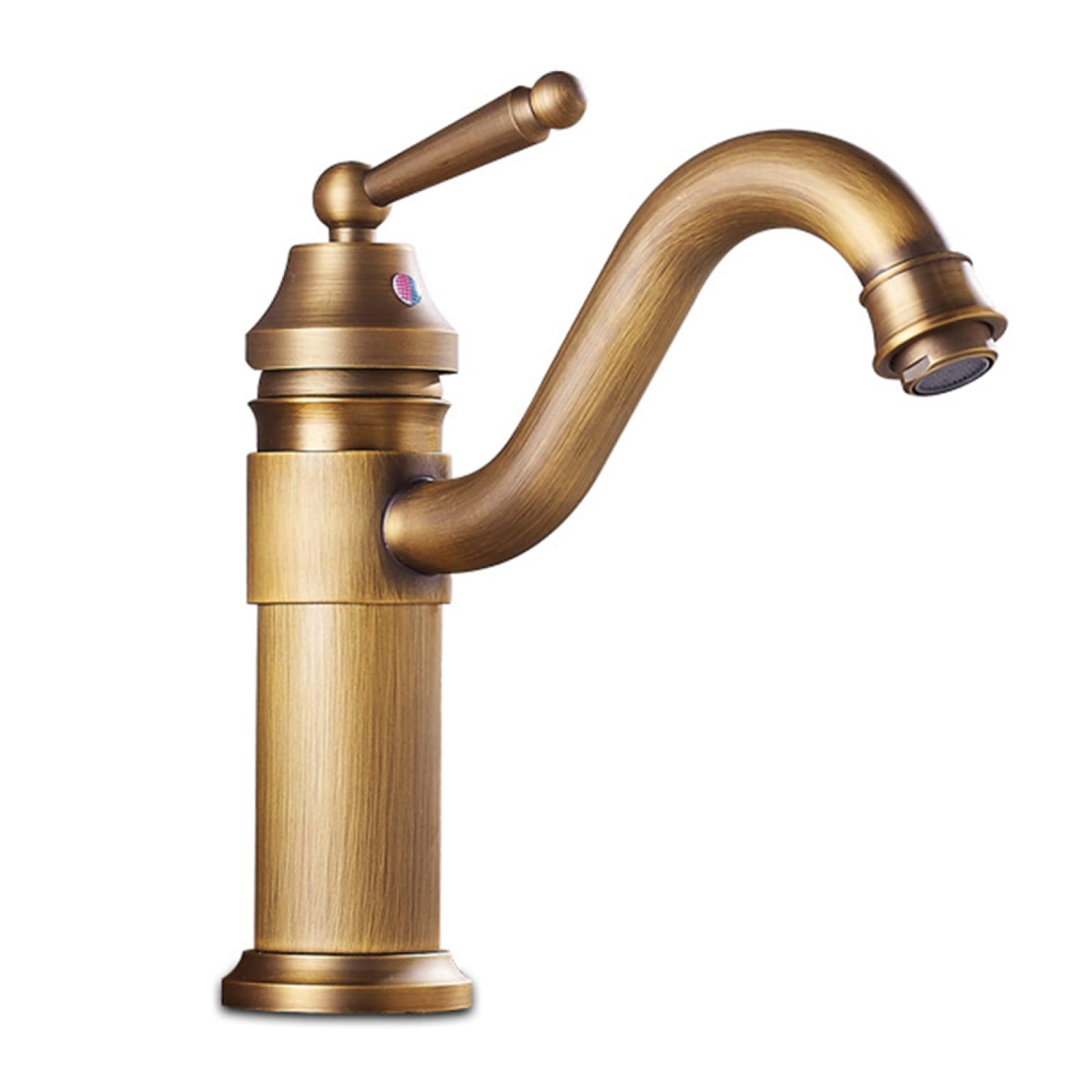 Robinet de lavabo pivotant à 360° en laiton antique brossé eau chaude