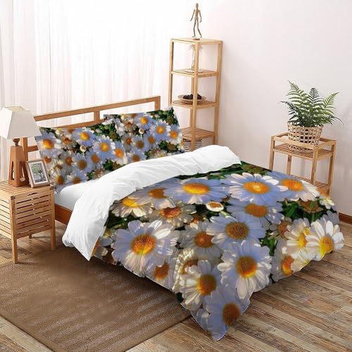 Parure de couette florale blanche 260x220cm microfibre premium