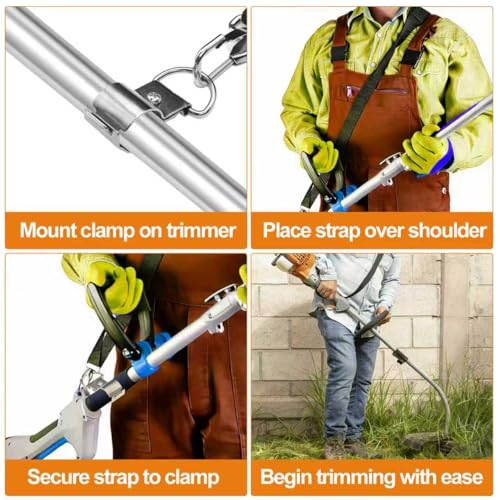 Image of Shoulder Strap for EGO String Trimmer, Leaf Blower, Multi Head System - Durable Nylon and Metal-Clip Compatible with Greenworks String Trimmer, Leaf Blower, Shrub Trimmers - Black