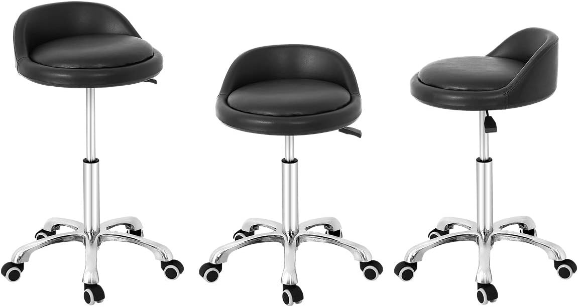 Up To 40% OFF Grace & Grace Professional Gilder Series with Backrest Comfortable Seat Rolling Swivel Pneumatic Adjustable Heavy Duty Stool for Shop, Salon, Office and Home (Extra Large Seat, Black)