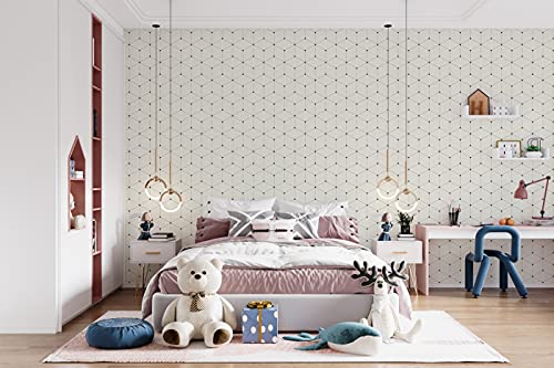 Image of DWELLSINDIA Geometric Self Adhesive Peel and Stick PVC Wallpaper Waterproof, Scratch Resistant, Laminated (41CM X 244CM, Off White, Matt)