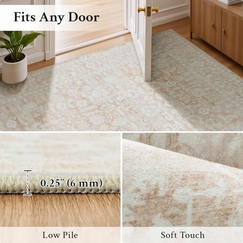 Tapete vintage floral 9x12 para sala Beige Rosa miniatura 3