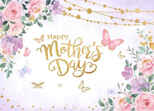 CYLYH 7x5ft Happy Mother's Day Backdrops Pink Carnation Background Mother's Day Party Decorations Banner Photo Studio Props D893