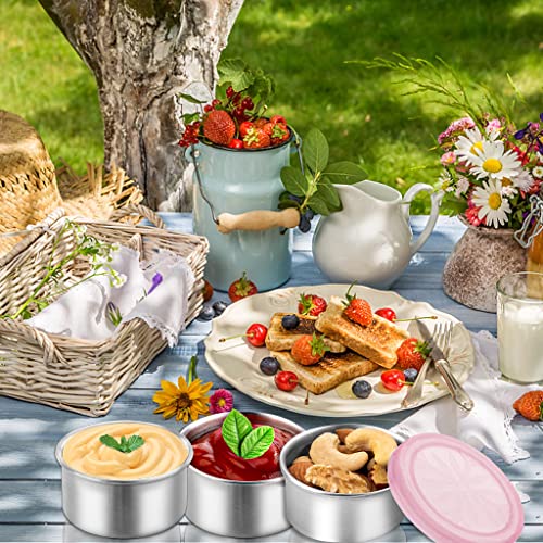 Leakproof Salad Dressing Containers To Go, 3 X 1.7Oz 304 Stainless Steel Condiment Containers With Lids, Reusable Small Food Storage Containers Dipping Sauce Cups For Prep Lunch Box Picnic Travel #TOP5