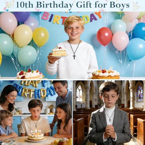 Image of Sereney Cross Necklace for Boys, 8th 9th 13th Birthday Gifts for Toddler Kids Teen Boys Girls, Baptism Gift Mustard Seed Jewelry as Rcia Christian Religious Necklace for Son Daughter Pendants