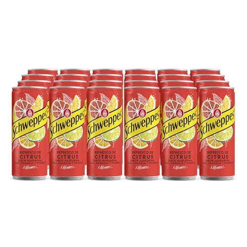 Schweppes Citrus Refresco Cítrico Bajo en Calorías, Bebida Refrescante - Lata, Pack 24 x 33 cl