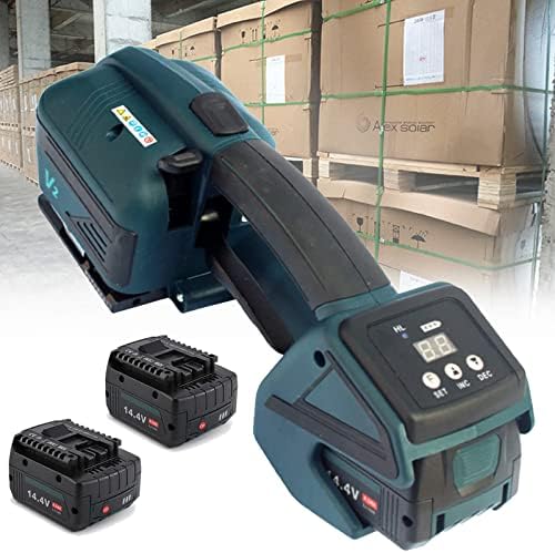 High-Performance Electric Strapping Machine - Battery-Powered Tool for 1/2" to 5/8" PP/PET Bands - Packaging Tensioner with 900-3200N Tensile Strength (Includes 1 Battery)